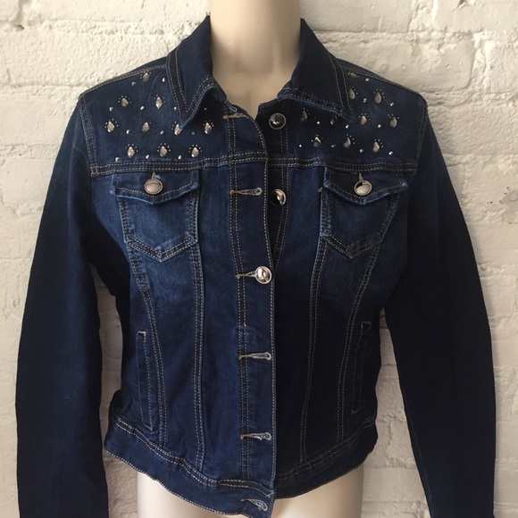 Jackets & Blazers - Cropped Bedazzled Jean Jacket